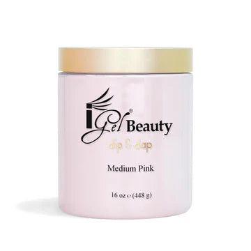 iGel Acrylic/Dipping Powder, Pink & White Collection, MEDIUM PINK, 16oz (Pk: 36pcs/case)
