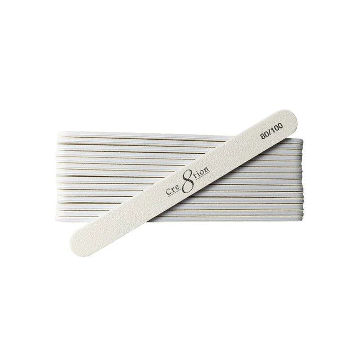 Cre8tion Nail File Regular White Sand, Grit 80/80, CASE (Pk: 50 pcs/pack, 30 packs/case)