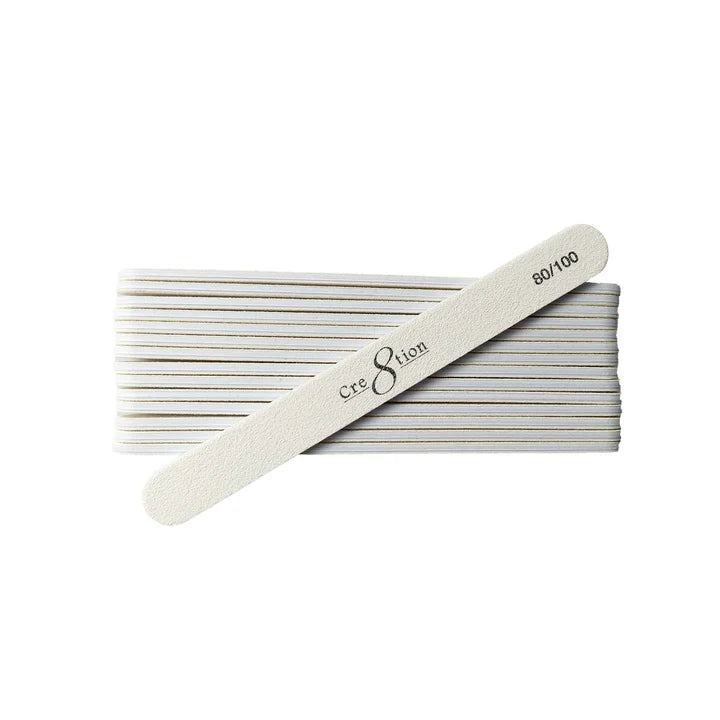 Cre8tion Nail File Regular White Sand, Grit 80/80, CASE (Pk: 50 pcs/pack, 30 packs/case)
