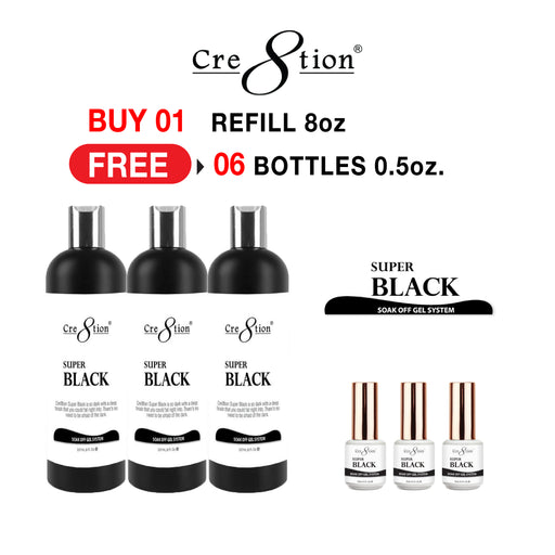 Cre8tion Super Black Refill, 8oz, Buy 1 get 6 Cre8tion Super Black 0.5oz FREE