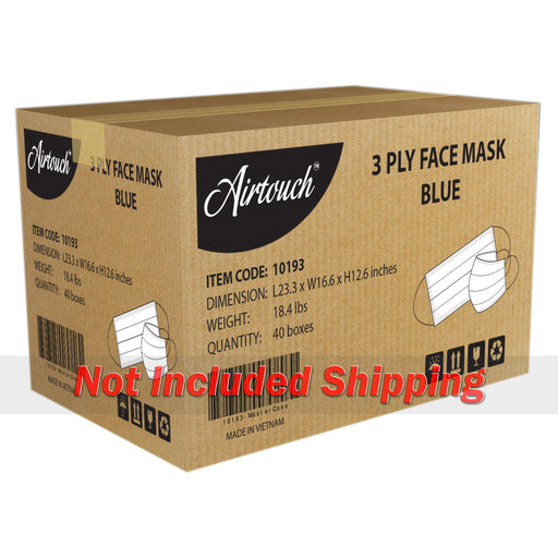 Airtouch Disposable 3 Ply Face Mask, Blue, CASE (PK: 50 pcs/case, 40 boxes/case)