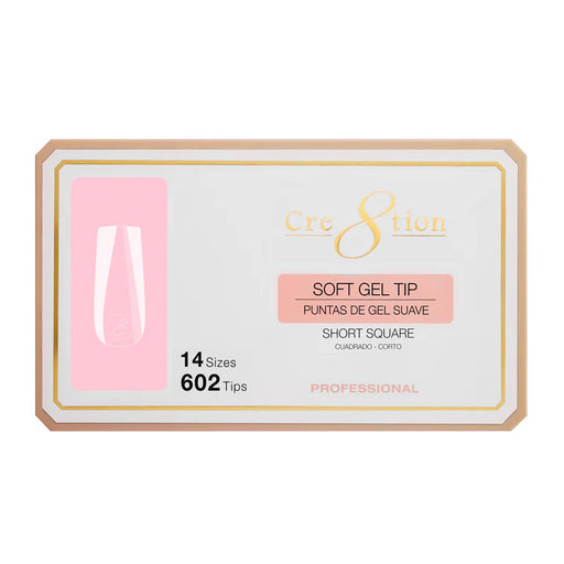 Cre8tion Soft Gel Tips - SQUARE SHORT - 14 sizes, BOX (Pk: 602 pcs/box)