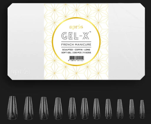 Apres French Manicure Gel-X Tips, Sculpted Coffin Long, FM-SCL (Pk: 330 pcs/box)