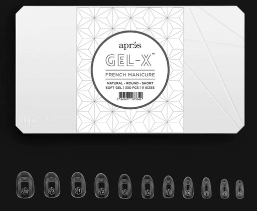 Apres French Manicure Gel-X Tips, Natural Round Short, Box of Tips, FM-NRS (Pk: 5 boxes/case)