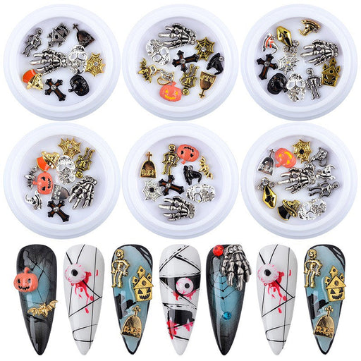 Airtouch 3D Halloween Metal Alloy Nail Art, 6 Jars/Set