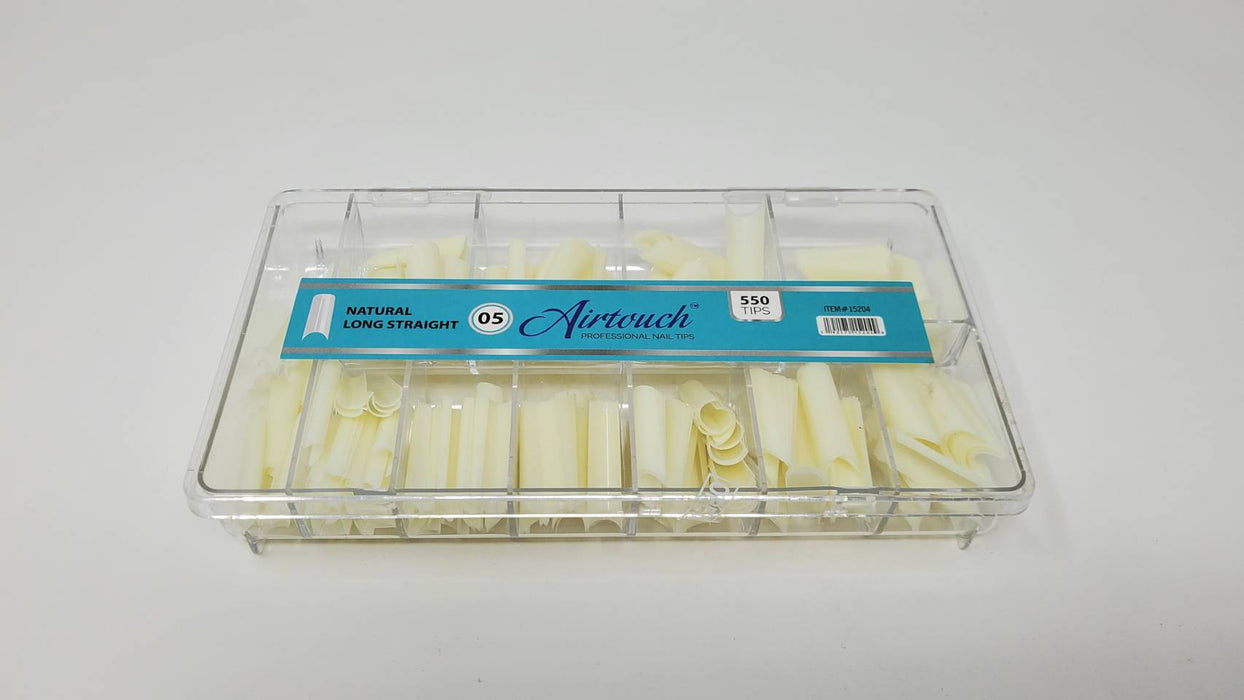 Airtouch Nail Tips Box, 05, NATURAL - LONG STRAIGHT, 10 sizes/box, 55 pcs/size, 550pcs/box, 15204 (Packing: 100 boxes/case) OK1114VD
