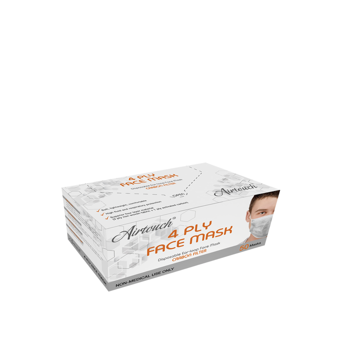 Airtouch Disposable 4 Ply Face Mask, Carbon Filter, BOX, 10194 (PK: 50 pcs/box, 40 boxes/case)