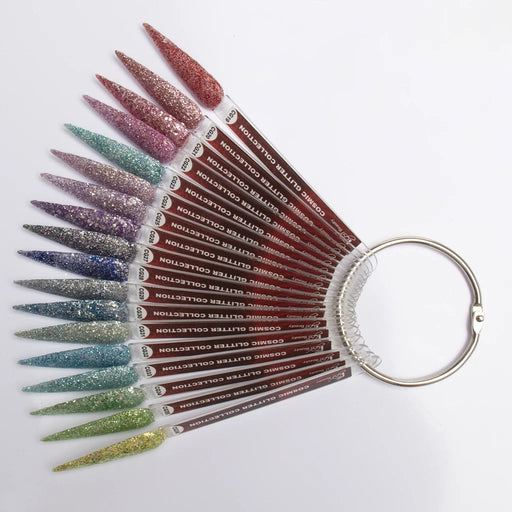 iGel Acrylic/Dipping Powder, Diamond Glitter Collection, Sample Tips, #01, From DG01 To DG18