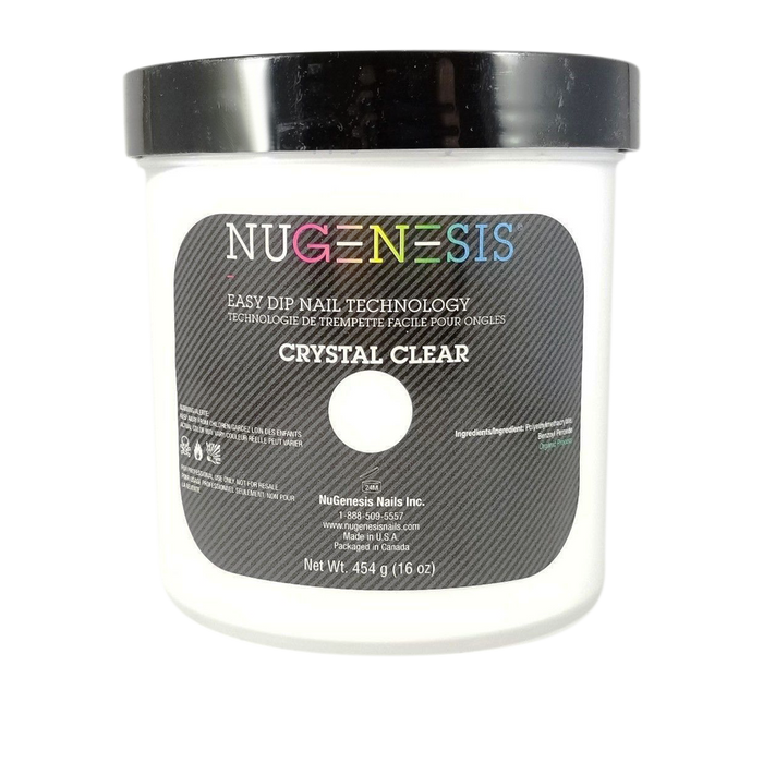 Nugenesis Dipping Powder, Pink & White Collection, CRYSTAL CLEAR, 16oz