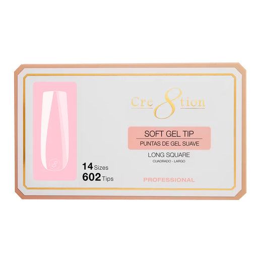 Cre8tion Soft Gel Tips - SQUARE LONG - 14 sizes, BOX (Pk: 602 pcs/box)