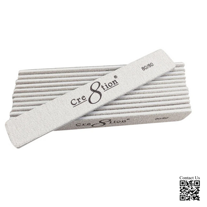 Cre8tion Premium Nail File JUMBO Zebra, Grit 80/80, CASE (Pk: 50 pcs/pack, 30 packs/case)