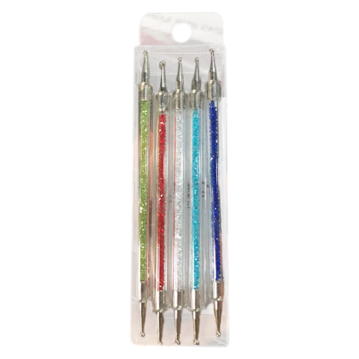 Cre8tion Nail Art Dotting Acrylic Handle Colorful Rhinestones, COLORED (Pk: 5 pcs/set)