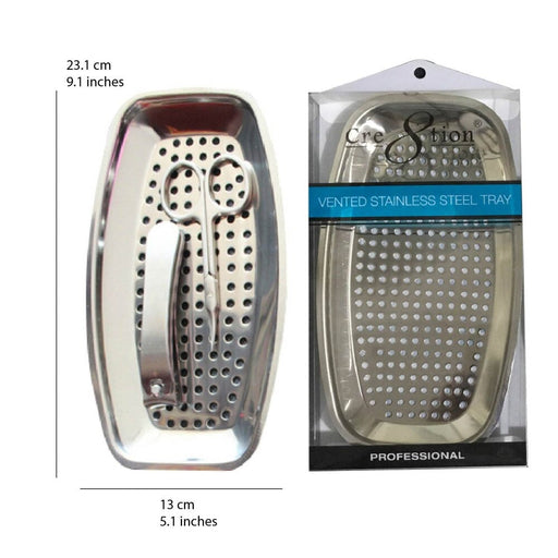 Cre8tion Disinfectant - Stainless Steel Tray with Holes, 23.1*13 cm (Pk: 120 pcs/case)