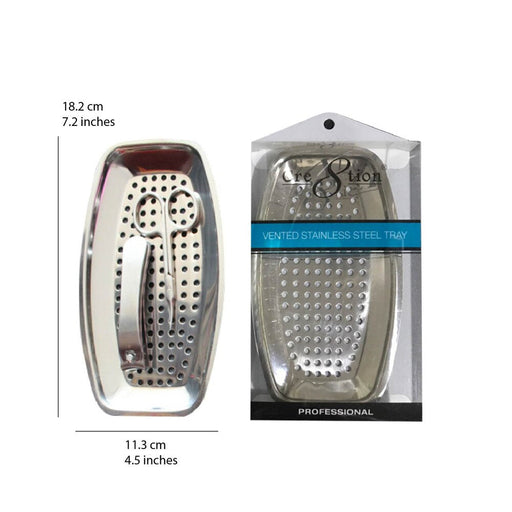 Cre8tion Disinfectant - Stainless Steel Tray with Holes, 18.2x11.3cm (Pk: 200 pcs/case)