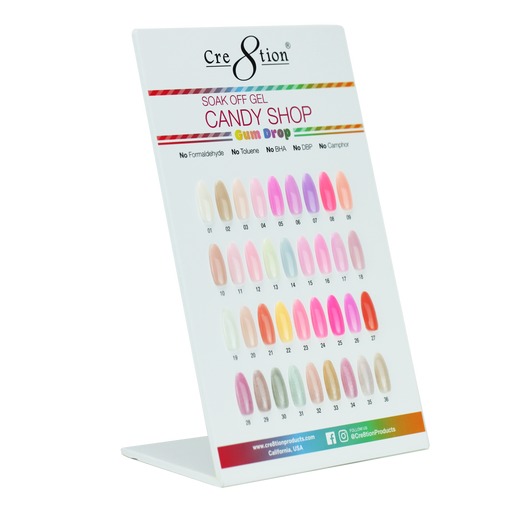 Cre8tion Candy Shop Gum Drop Gel Polish, Counter Foam Display Color Chart, 37060 KK0820