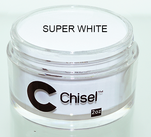 Chisel 2in1 Acrylic/Dipping Powder 2oz, Pink & White Collection, SUPER WHITE (Pk: 144pcs/case)