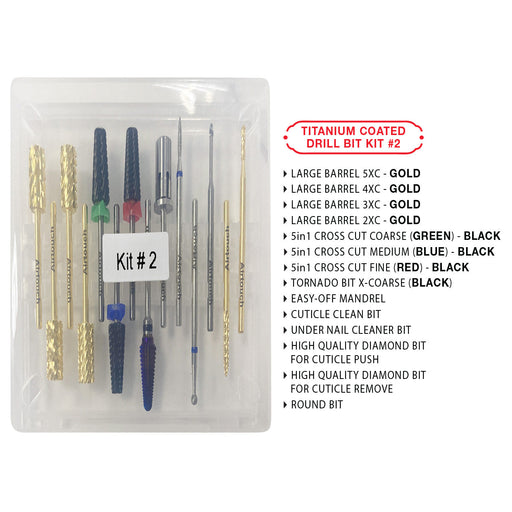 Airtouch Titanium Coated Drill Bit All In One Kit, #2