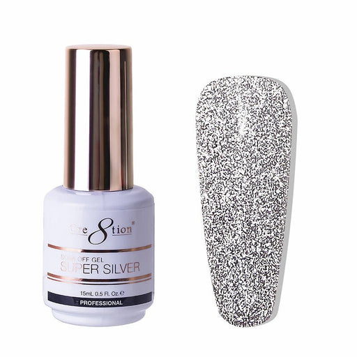 Cre8tion Gel 0.5oz - Super Bright Silver Soak Off Gel (Pk: 216 pcs/case)