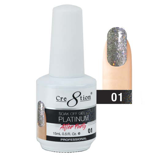 Cre8tion Platinum After Party Gel Polish, 0.5oz, Color list in the note, 000