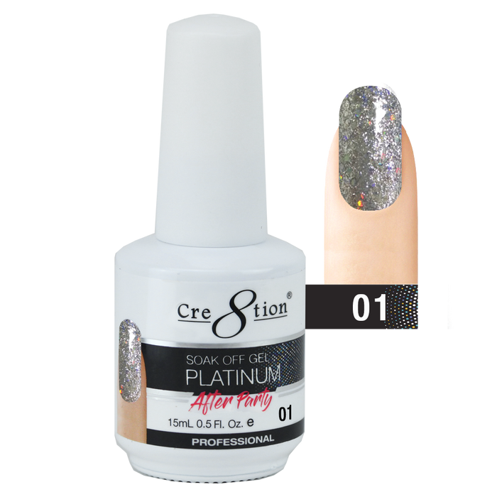 Cre8tion Platinum After Party Gel Polish, 0.5oz, Color list in the note, 000