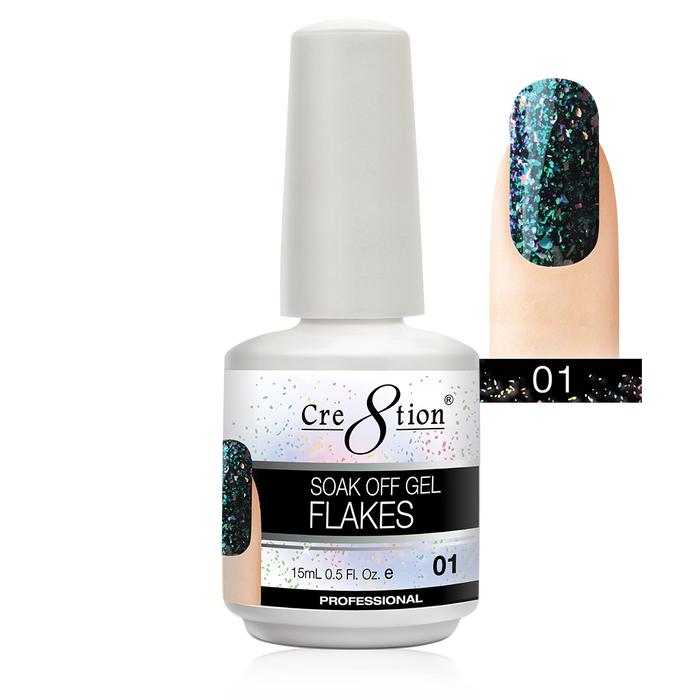 Cre8tion Flakes Gel Polish, 0.5oz, Color list in the note, 000