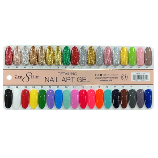 Cre8tion Detailing Nail Art Gel, Counter Foam Display Color Chart, 37165
