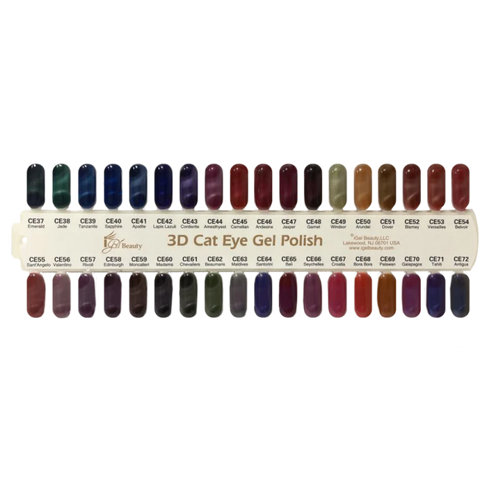 Igel 3D Cat Eye Gel Collection, Sample Tips for Full Line, From #01 To #02 (From CE01 To CE72)
