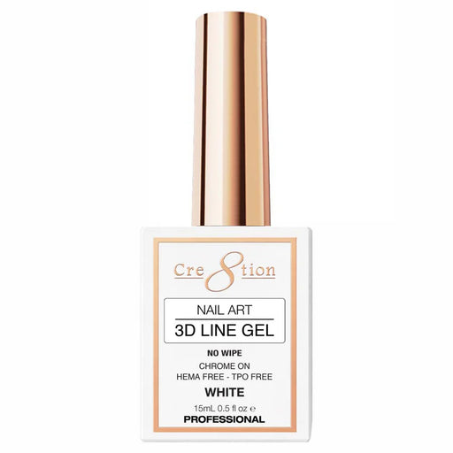 Cre8tion Nail Art - 3D Line Gel 0.5oz, WHITE (HEMA & TPO Free)