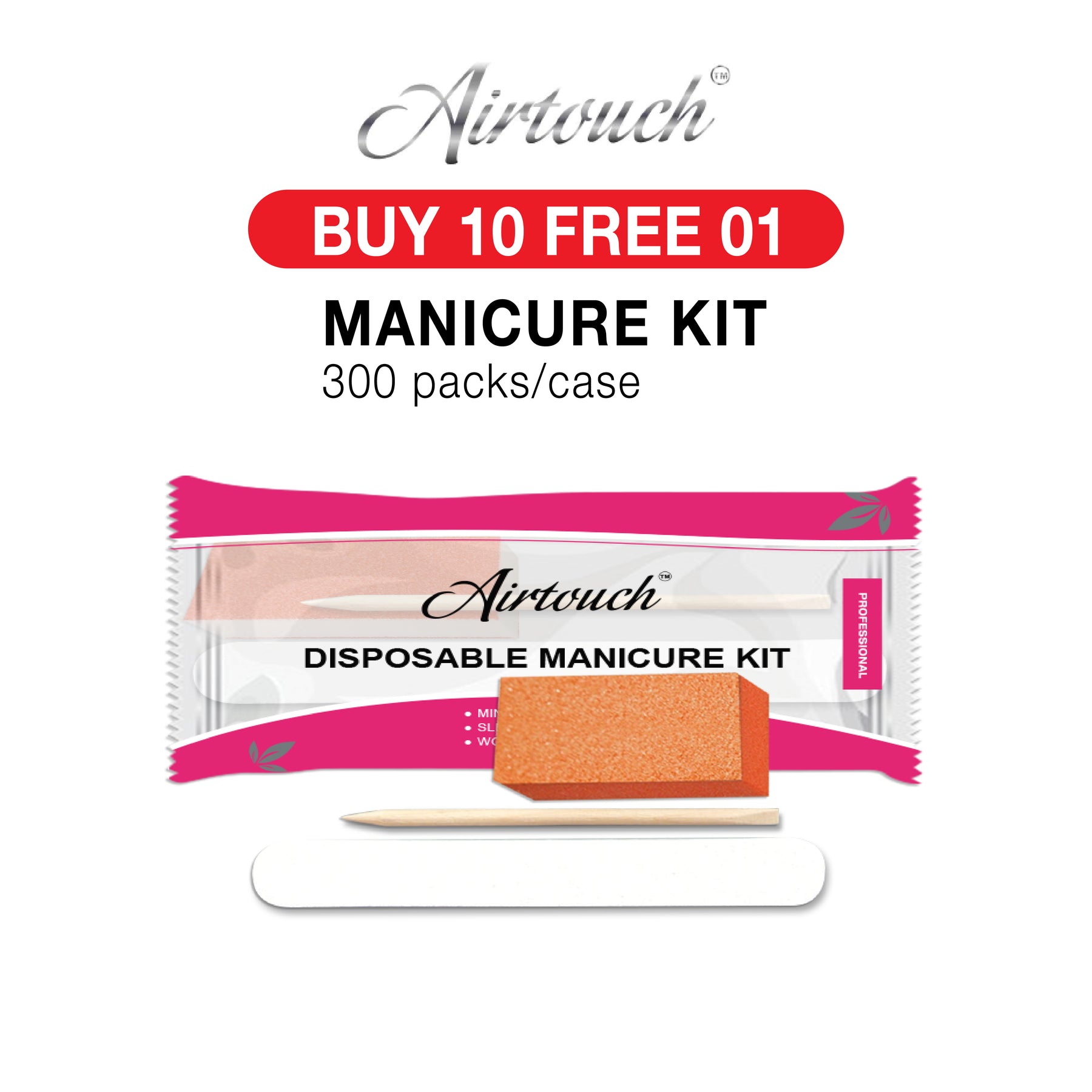 Airtouch Disposable Manicure Kit, 19339, CASE (PK: 300sets/case). Buy 10 Get 01 Free