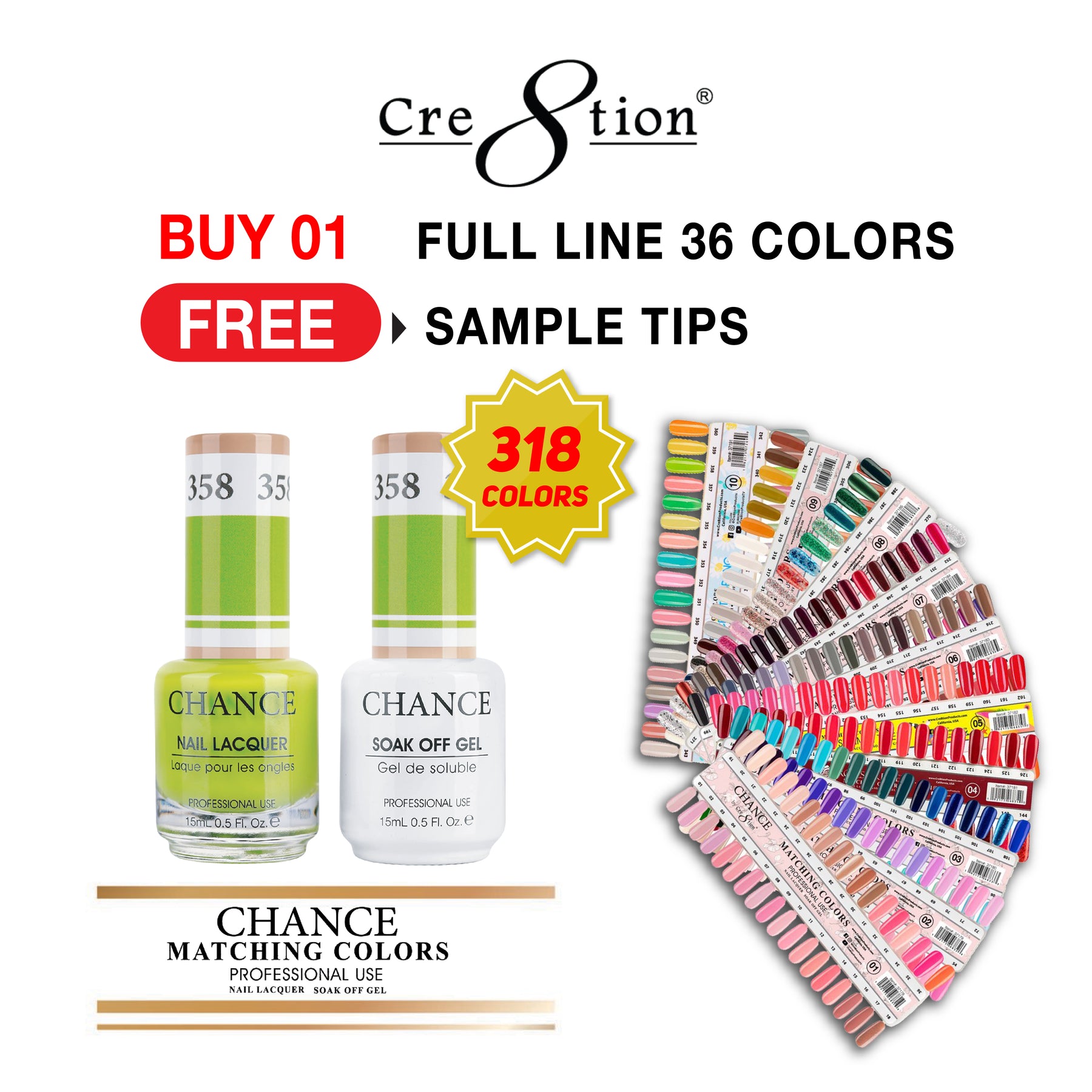 Chance Gel Polish & Nail Lacquer (by Cre8tion), Buy 1 Bare colection Free 1