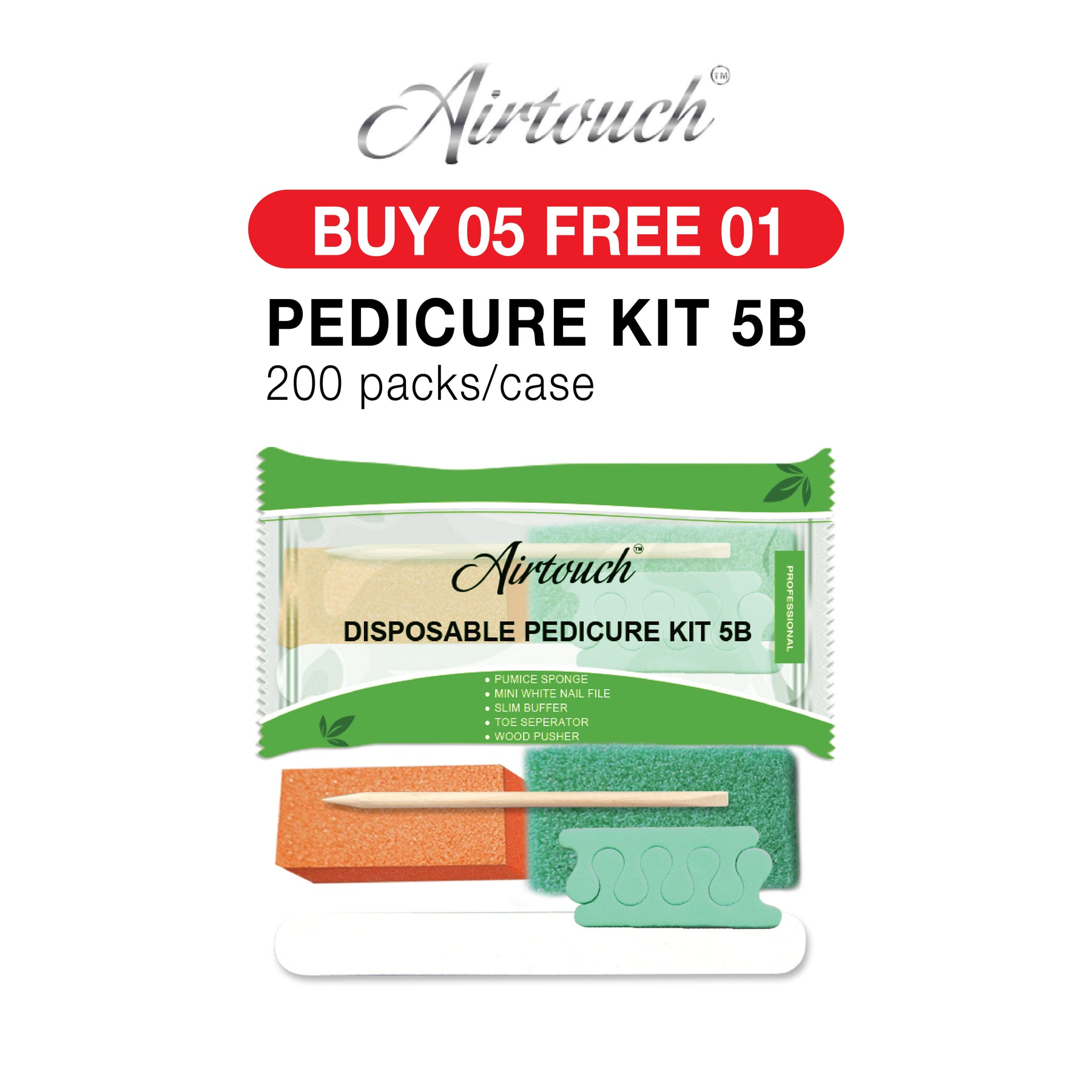 Airtouch Disposable Pedicure Kit 5B, 19341, CASE (PK: 200 sets/case). Buy 05 Get 1 Free