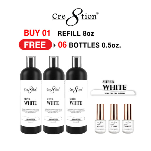 Cre8tion Super White Refill, 8oz, Buy 1 get 6 Cre8tion Super White 0.5oz FREE