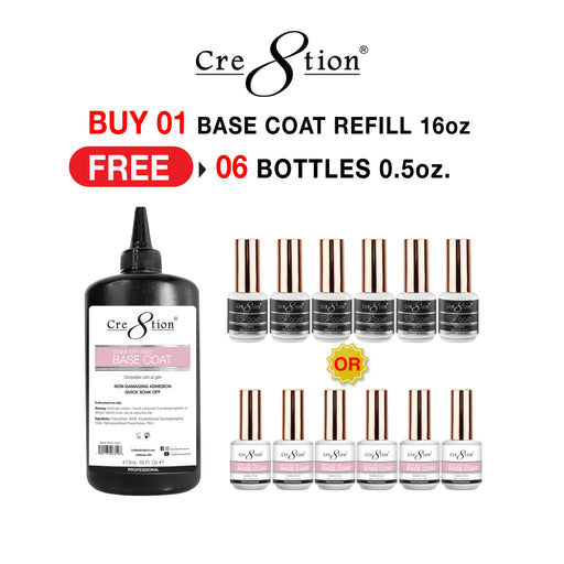 Cre8tion Base Gel Refill, 16oz, Buy 01 Base Coat Refill 16oz Free 06 BOTTLES 0.5oz. 0916-3264 (Pk: 20 pcsc/case