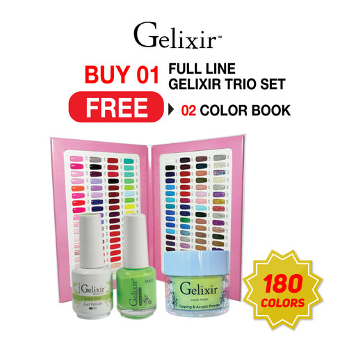 Gelixir Trio, Full Line of 180 colors (from 001 to 180), Buy 01 Full Line Get 02 Gelixir Book Color Chart FREE