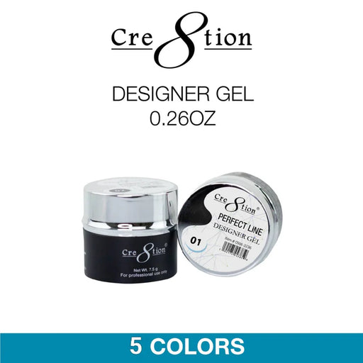 Cre8tion Gel 7.5g - PERFECT LINE DESIGNER (5 Colors), (Pk: 320 pcs/case) Collection 000