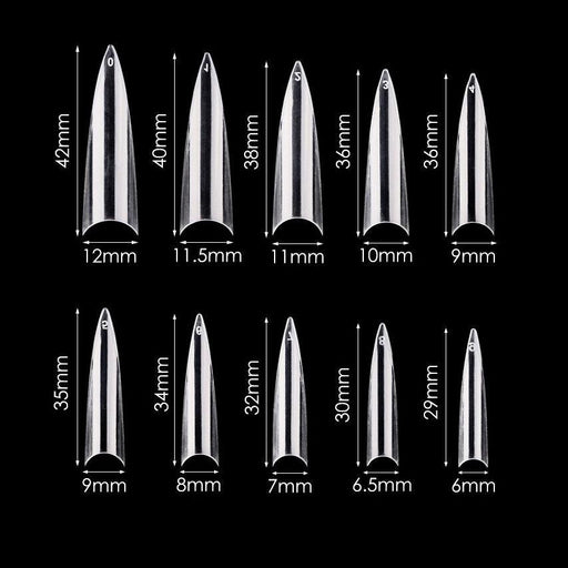 Cre8tion Special Shape - Clear Long Stiletto 02 (Pk: 500 pcs/box, 100 boxes/case)
