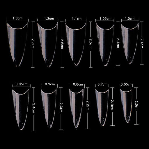 Cre8tion Special Shape - Clear Short Stiletto 03 (Pk: 500 pcs/box, 100 boxes/case)