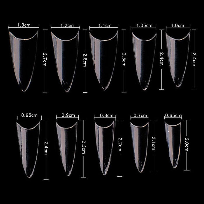 Cre8tion Special Shape - Clear Short Stiletto 03 (Pk: 500 pcs/box, 100 boxes/case)