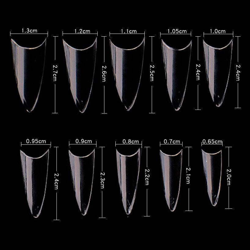 Cre8tion Special Shape - Clear Short Stiletto 03 (Pk: 500 pcs/box, 100 boxes/case)