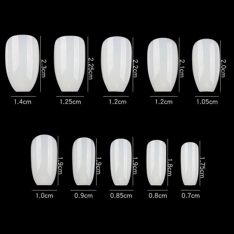 Cre8tion Special Shape Natural Tips, 08-SHORT COFFIN, 500 pcs/box, 15144, E39N (Packing: 100 boxes/case)