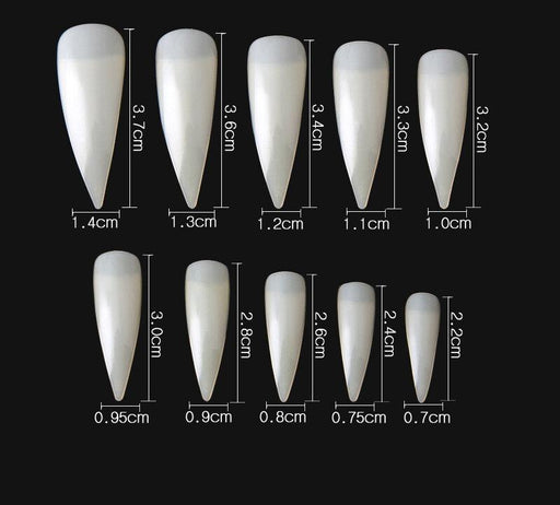 Cre8tion Special Shape Natural Tips, Super Curve Stiletto 09 (Pk: 500 pcs/box, 100 boxes/case)