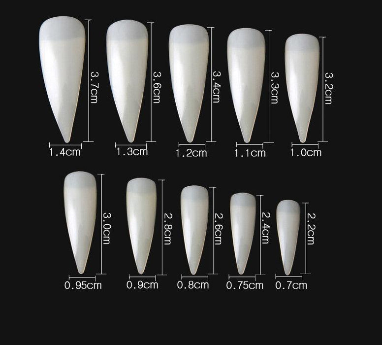 Cre8tion Special Shape Natural Tips, Super Curve Stiletto 09 (Pk: 500 pcs/box, 100 boxes/case)