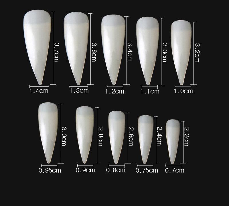 Cre8tion Special Shape Natural Tips, Super Curve Stiletto 09 (Pk: 500 pcs/box, 100 boxes/case)