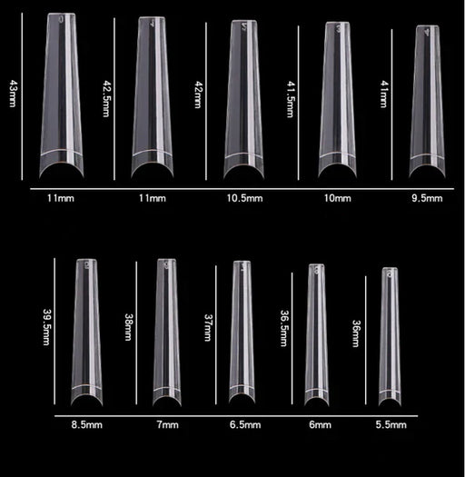 Cre8tion Special Shape, #21 Clear, Long Coffin (Pk: 550 pcs/box, 100 boxes/case)