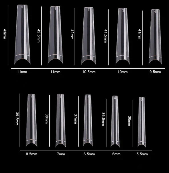 Cre8tion Special Shape, #21 Clear, Long Coffin (Pk: 550 pcs/box, 100 boxes/case)