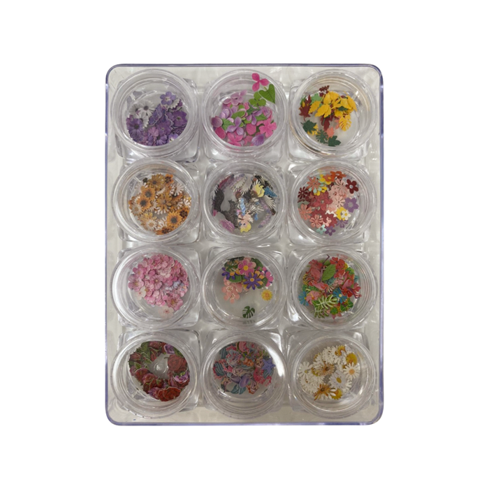 Airtouch Nail Art Paper, Flower Collection Set #03, 12 jars/box