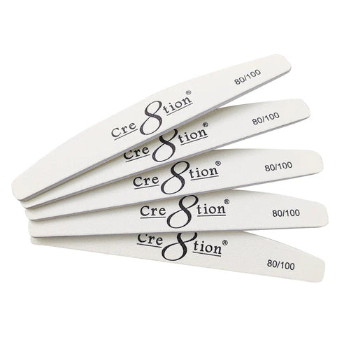 Cre8tion Premium White Nail Files Harbor Bridge, Grit 80/100, CASE (Pk: 50 pcs/pack, 30 packs/case)