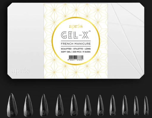 Apres Gel-X, French Manicure Tips, Sculpted STILETTO LONG, Box of Tips, FM-SSTL, 51016 (PK: 5pcs/box)