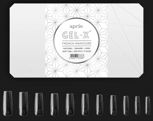 Apres Gel-X, French Manicure Tips, Natural SQUARE LONG, Box of Tips, FM-NSL, 51025 (PK: 5pcs/box)