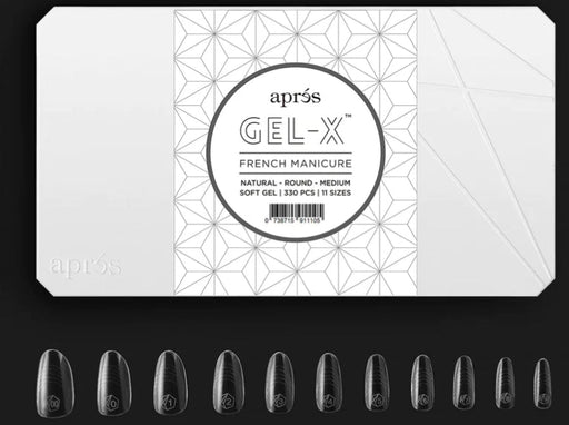 Apres Gel-X, French Manicure Tips, Natural ROUND MEDIUM, Box of Tips, FM-NRM, 87303(PK: 5pcs/box)